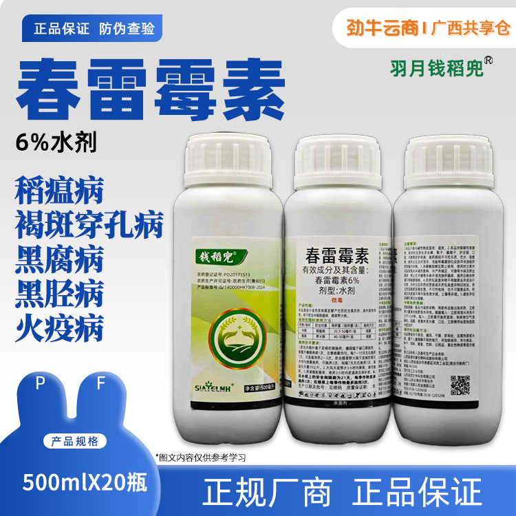 6%春雷霉素（钱稻兜）500ml*20瓶